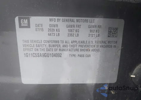 2016 Chevrolet Malibu Limited Lt z USA, uszkodzony, nr VIN 1G11C5SA9GU104092